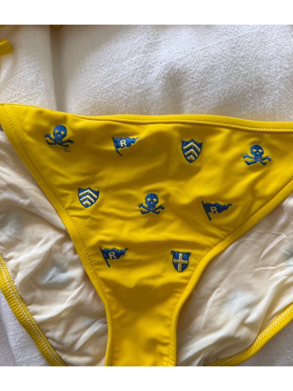 RUGBY by Ralph Lauren Yellow Bikini with Blue Accents size Large Vintage - Picture 2 of 7